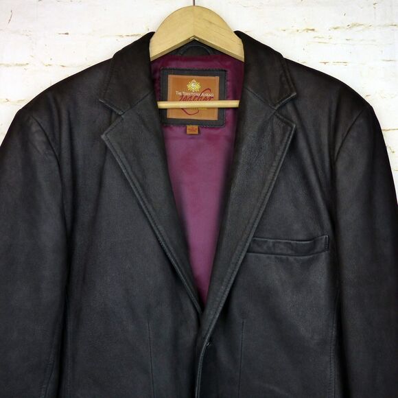 The Territory Ahead Pebbled Leather Jacket Mens S Black 3 Button Pockets VTG - Picture 5 of 15